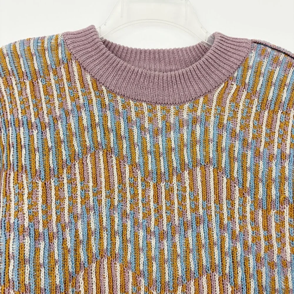 Free People Beach Malibu Pattern Sweater‎ Size S Crewneck Oversized Reversible